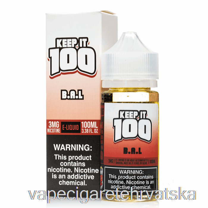 Vape Cigarete B.a.l. - Keep It 100 E-tekućina - 100ml 3mg